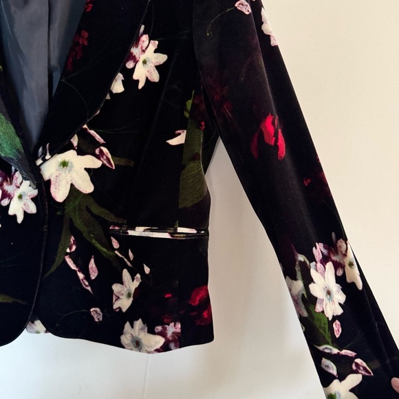 Calvin Klein Floral Black Velvet blazer Jacket - Picture 4 of 9